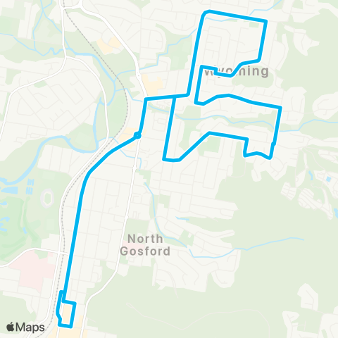 Central Coast Buses Network Gosford to Wyoming (Loop Service) map