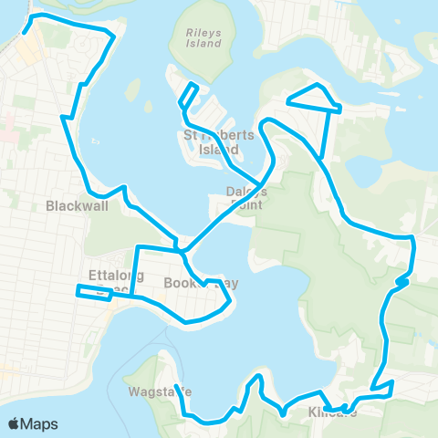 Central Coast Buses Network Wagstaffe to Woy Woy via Empire Bay, Booker Bay & Ettalong map