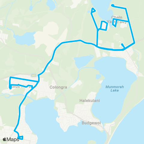 Central Coast Buses Network Lk Haven to Chain Val Bay via Blue Haven (Loop Service) map