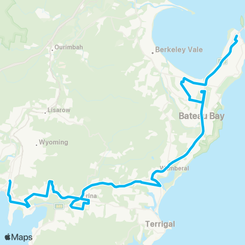 Central Coast Buses Network The Entrance to Gosford via Killarney Vale map