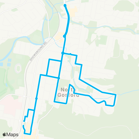 Central Coast Buses Network North Gosford to Gosford (Loop Service) map