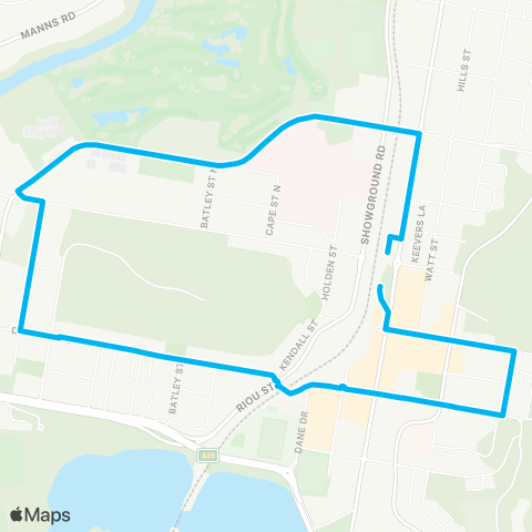 Central Coast Buses Network West Gosford to Gosford (Loop Service) map