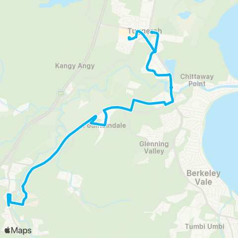 Central Coast Buses Network Ourimbah to Tuggerah map