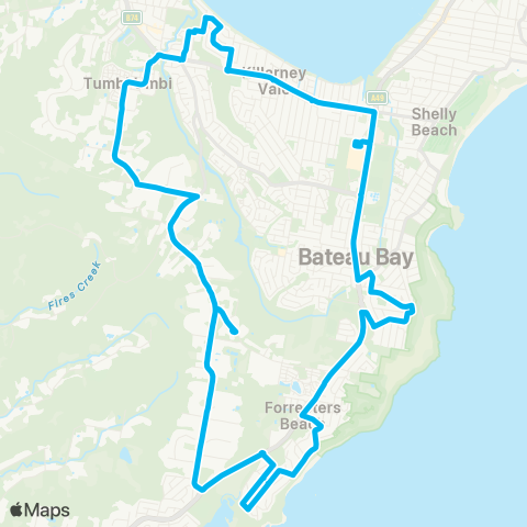 Central Coast Buses Network Bay Village to Tumbi Umbi (Loop Service) map