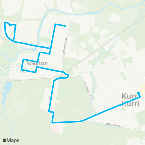 Hunter Buses Network Kurri Kurri to Weston map