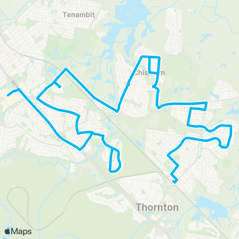 Hunter Buses Network Green Hills Shopping Ctr to Thornton via Chisholm map