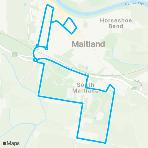 Hunter Buses Network Maitland to S Maitland (Loop Service) map