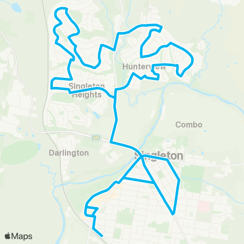 Hunter Buses Network Singleton to Singleton Hts via Hunterview (Loop Service) map