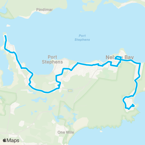 Hunter Buses Network Nelson Bay to Soldiers Point map