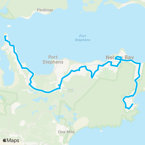 Hunter Buses Network Nelson Bay to Soldiers Point map