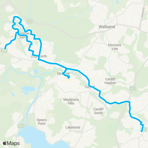 Hunter Buses Network Cameron Pk to Charlestown via Constitution Dr map