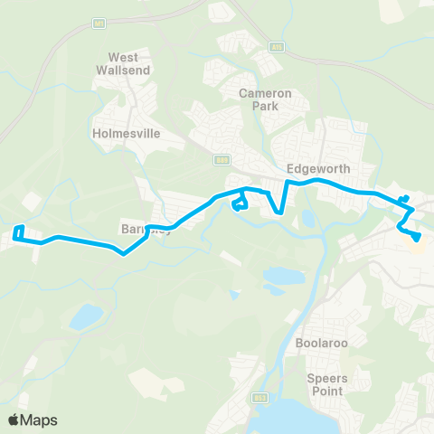 Hunter Buses Network Killingworth to Glendale map