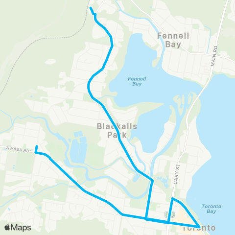 Hunter Buses Network Fassifern to Toronto map