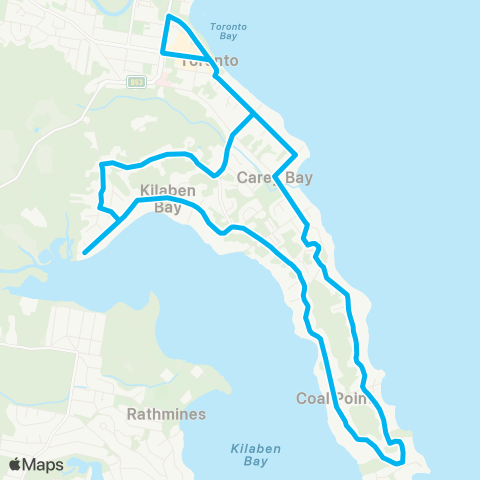 Hunter Buses Network Toronto to Coal Point (Loop Service) map