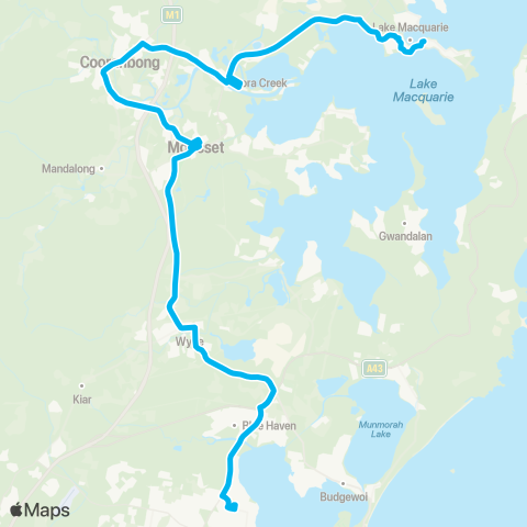 Hunter Buses Network Lake Haven to Wangi Wangi map