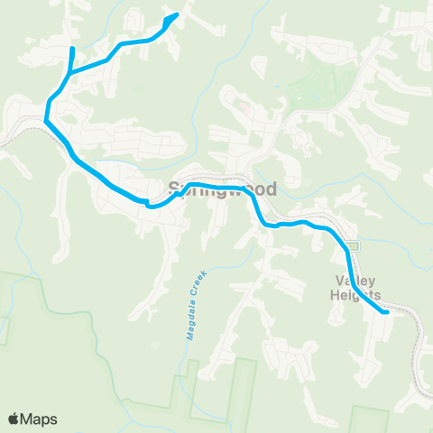 Blue Mountains Buses Network Springwood to Faulconbridge (Loop Service) map