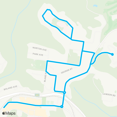 Blue Mountains Buses Network Springwood to Buckland via Lomatia Gardens & Hosp (Loop Service) map