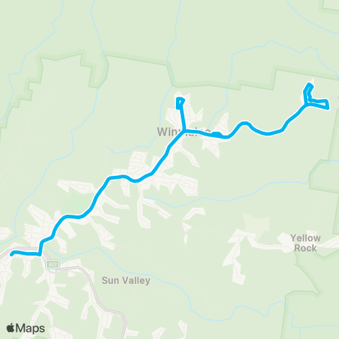 Blue Mountains Buses Network Springwood to Hawkesbury Hts (Loop Service) map