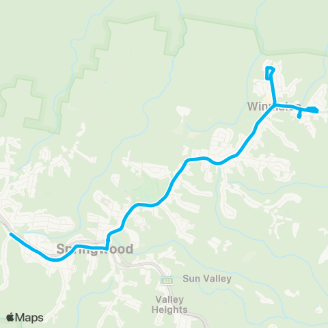 Blue Mountains Buses Network Springwood to Winmalee (Loop Service) map