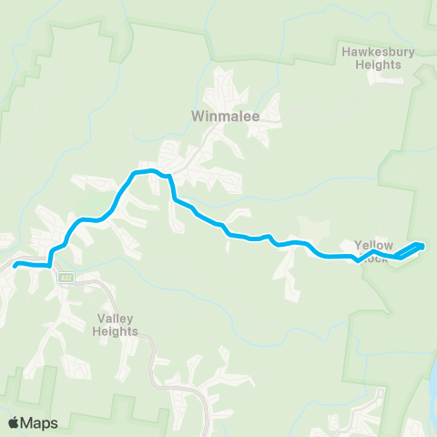 Blue Mountains Buses Network Springwood to Yellow Rock (Loop Service) map