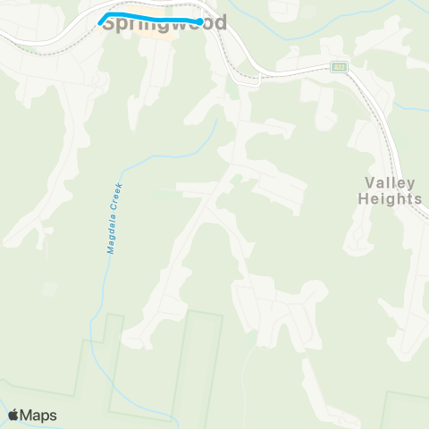 Blue Mountains Buses Network Springwood to Burns Rd via Lalor Rd (Loop Service) map