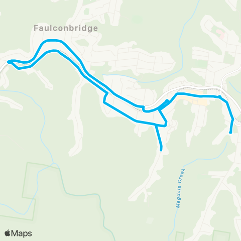 Blue Mountains Buses Network Springwood to Bee Farm Rd (Loop Service) map