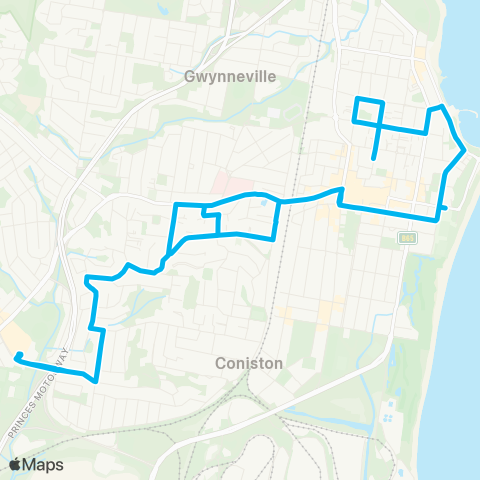 Illawarra Buses Network Wollongong to Figtree via Mangerton (Loop Service) map