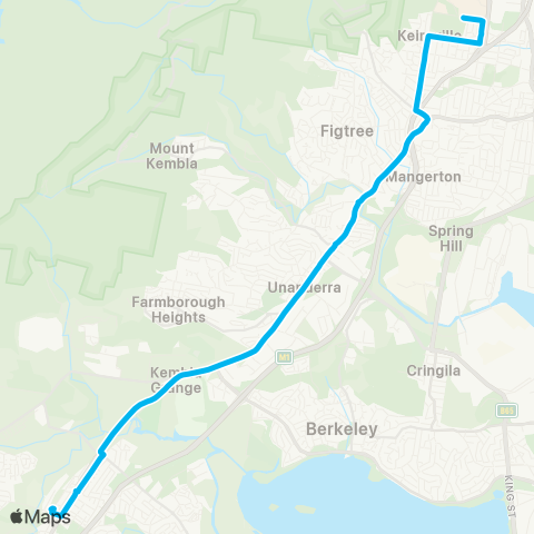 Illawarra Buses Network Dapto to University of Wollongong map