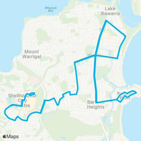 Illawarra Buses Network Shellharbour to Barrack Point (Loop Service) map