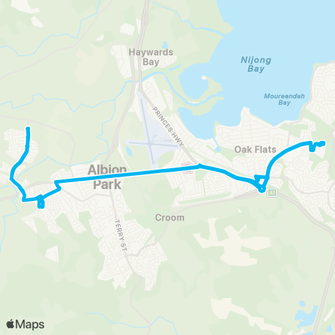 Illawarra Buses Network Stockland Shellharbour to Calderwood & Tullimbar (Loop Service) map