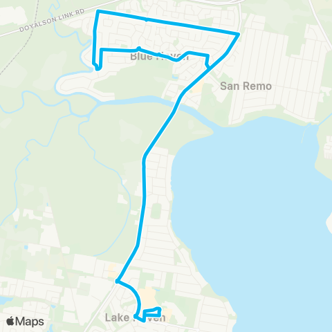 Central Coast Buses Network Lk Haven to Chain Val Bay via Blue Haven (Loop Service) map