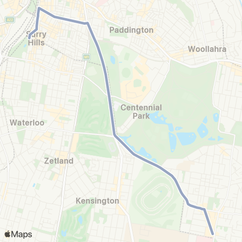 Temporary Buses Randwick to Central map