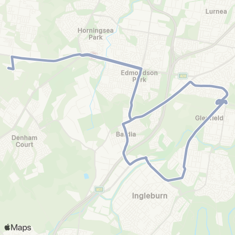 Temporary Buses Leppington, then all stations to Glenfield and return (Loop Service) map