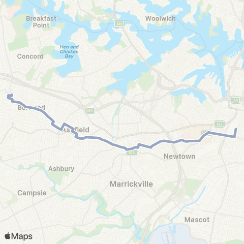 Temporary Buses Strathfield, then all stations to Stanmore, Central and return map