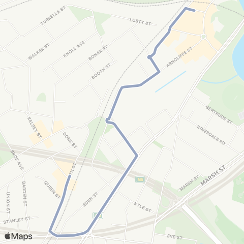 Temporary Buses Wolli Creek, then Arncliffe and return map