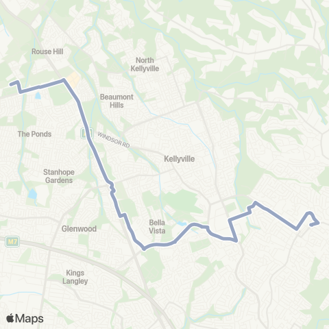 Temporary Buses Tallawong to Chatswood map