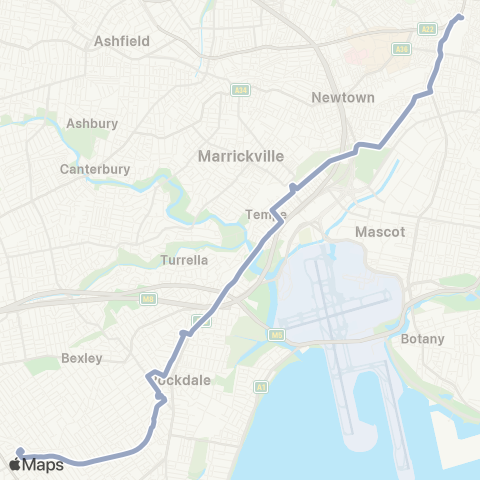 Temporary Buses Hurstville, then all stations to Sydenham, Central and return map