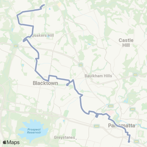 Temporary Buses Tallawong, then Schofields, then all stations to Granville and return map