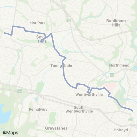 Temporary Buses Blacktown, then all stations to Parramatta and return map