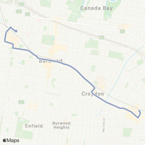 Temporary Buses Strathfield, all stations to Ashfield and return map