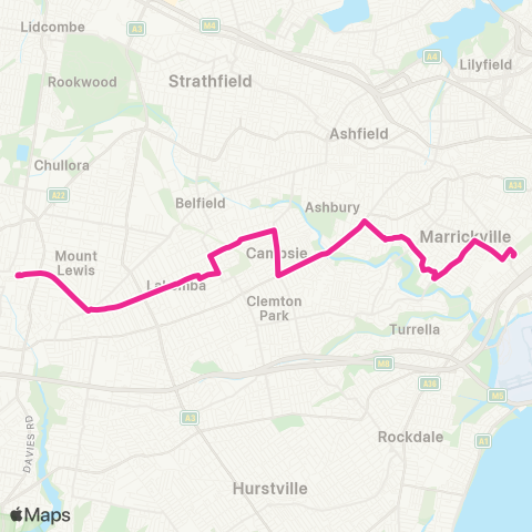 Sydney Buses Network Bankstown to Sydenham map