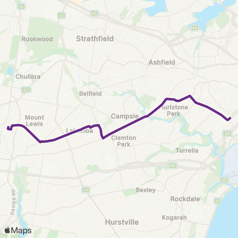 Sydney Buses Network Bankstown to Sydenham (Limited stops) map