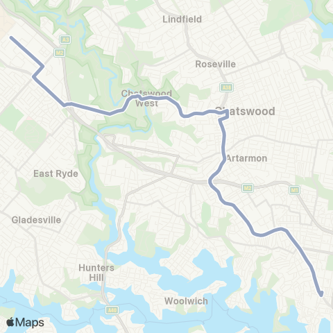 Temporary Buses Macquarie Uni, then all stations to Victoria Cross and return map