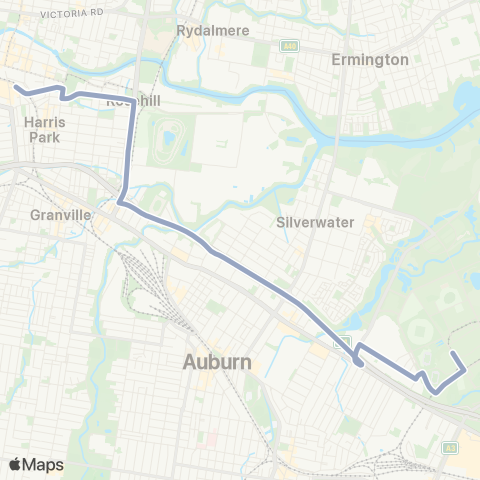 Temporary Buses Parramatta, then Olympic Park and return map