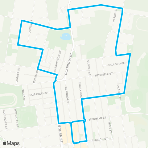 Central West and Orana Network Parkes Town Ctr to N Parkes via Thomas St (Loop Service) map