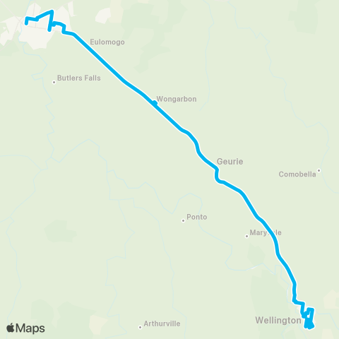 Central West and Orana Network Wellington to Dubbo via Geurie and Wongarbon map