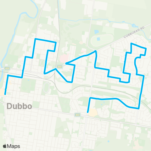 Central West and Orana Network Orana Mall to Dubbo CBD via Eastridge, Base Hosp & N Dubbo map