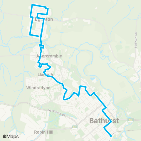 Central West and Orana Network Eglinton to Bathurst via Llanarth map