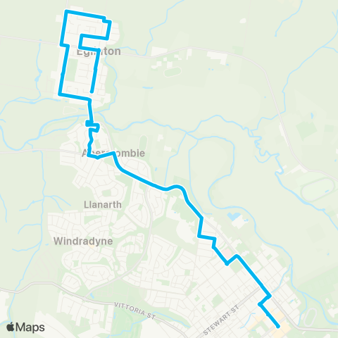 Central West and Orana Network Eglinton to Bathurst via Eglinton Rd (Exp Service) map