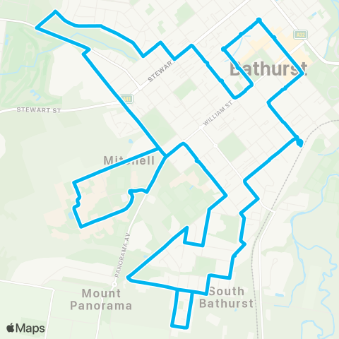 Central West and Orana Network Bathurst to W Bathurst via S Bathurst (Loop Service) map